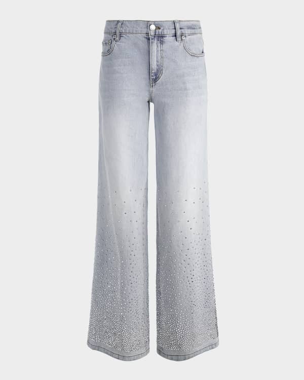 Alice and Olivia グレー デニム パンプス Alice + Olivia Olympia Mid-Rise Baggy Cargo Jeans with Side