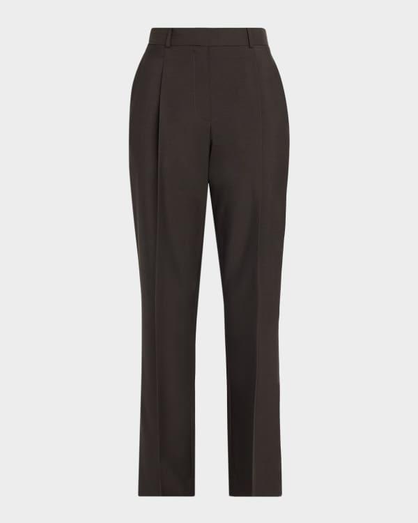 パンツ THE ROW STRAIGHT SLACKS THE ROW Zuzana Cotton Straight-Leg Ankle Pants | Neiman Marcus