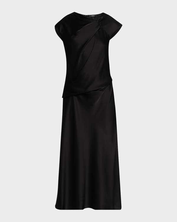 Theory Short-Sleeve Linen-Blend Midi Shirtdress | Neiman Marcus