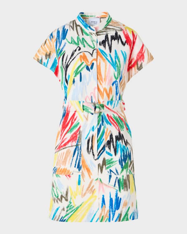 Akris punto Mini Cotton Wool Denim Dress | Neiman Marcus