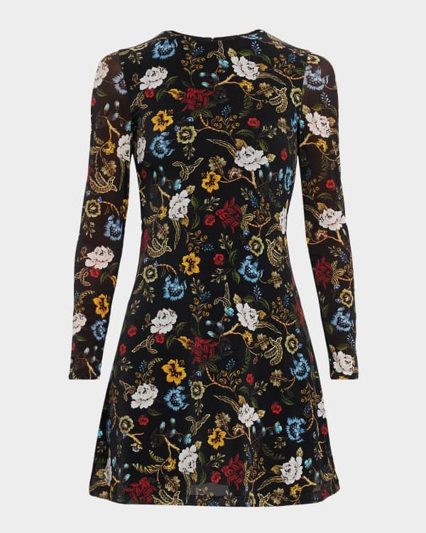 Alice + Olivia Isabelle Crewneck Sleeveless Seamed Flare