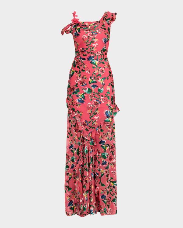 ALICE + OLIVIA Linn Printed One-Shoulder Maxi Dress