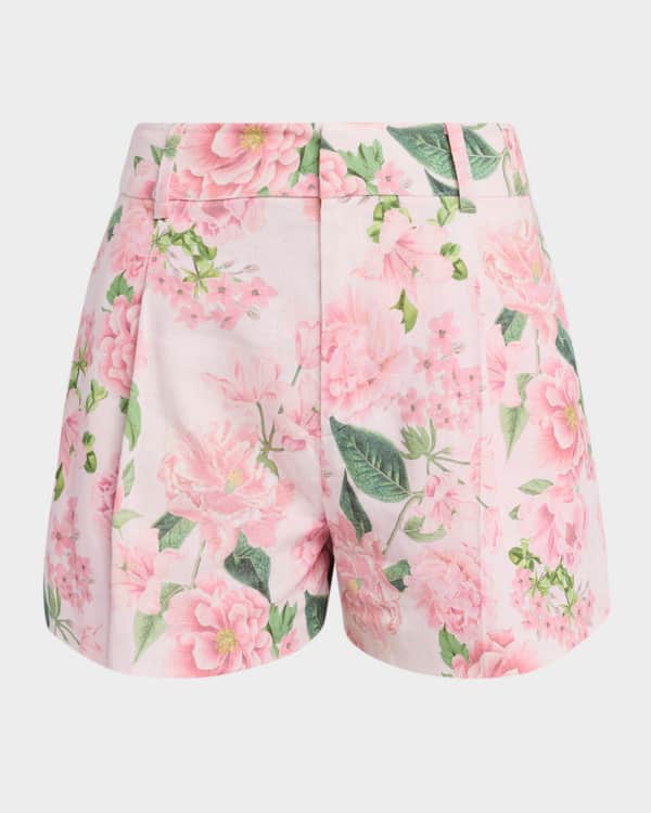 ALICE + OLIVIA Cady High-Rise Embroidered Shorts | Neiman Marcus