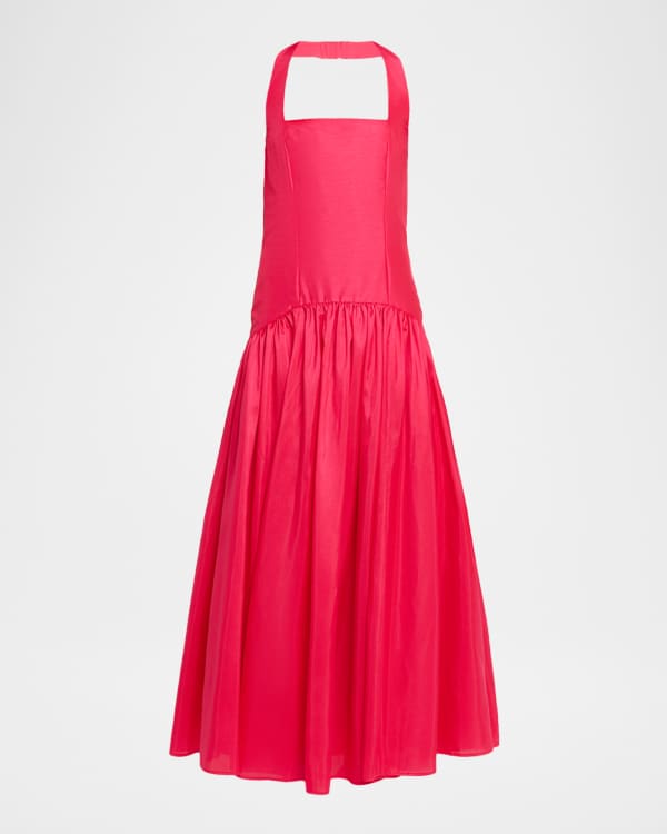 Hutch Porta Ruched Drop-Waist Tulle Midi Dress | Neiman Marcus
