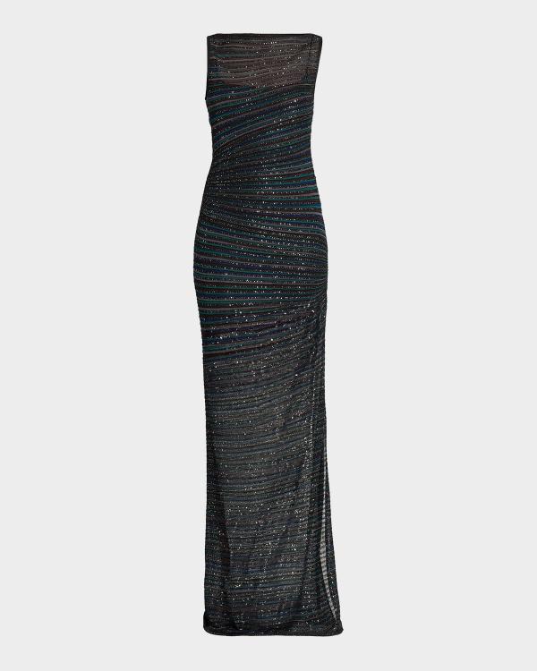 missoni sequin-embellished striped crochet-knit maxi dress V-Neck Chevron Crochet Knit collection/otoño-invierno