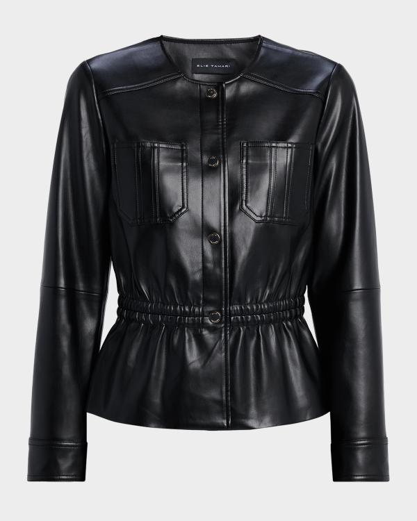 ALICE + OLIVIA Yardley Vegan-Leather Cropped Jacket | Neiman Marcus