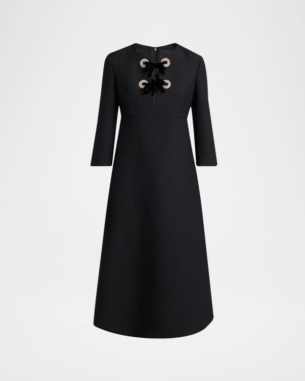 slim fit dress slacks Navy Boat Neck 3/4 Sleeve Fit Flare Dress main image 0