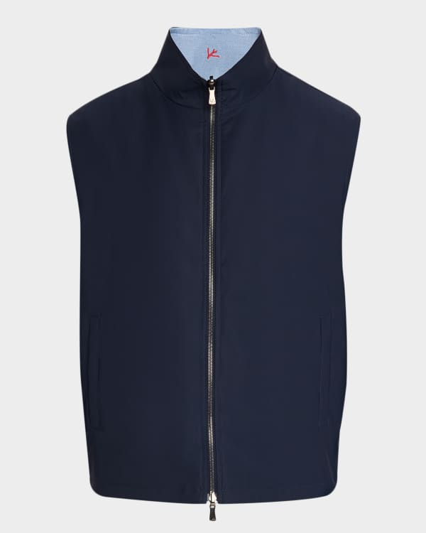 Loro Piana Men's Landon Full-Zip Cotton Satin Vest | Neiman Marcus