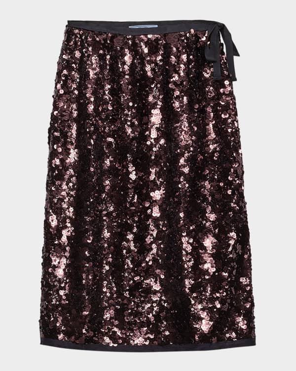 Burberry Pleated Check Midi Skirt with Slit | Neiman Marcus