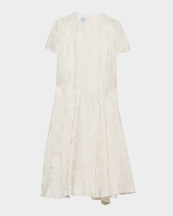 Roland Mouret V-Neck Peplum Silk Jacquard Midi Dress | Neiman Marcus