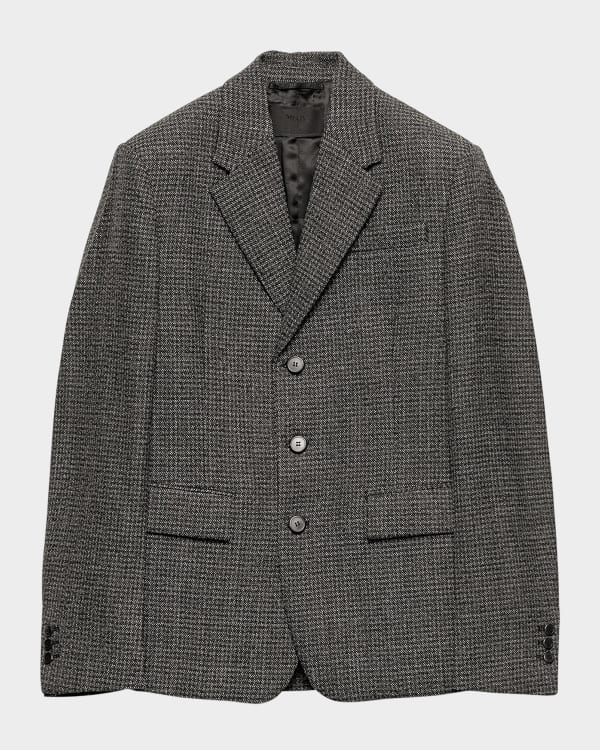 Prada Men's Sheep-Shearling Lapel Single-Breasted Wool Coat