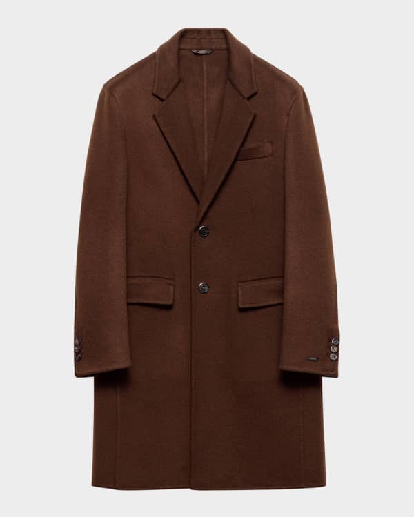 Prada Men's Long Single-Breasted Wool Coat | Neiman Marcus