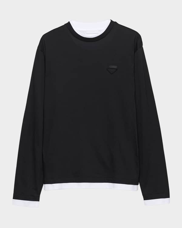 トップス PRADA SPORTS long T-shirt Prada Men's Cotton Long-Sleeve T-Shirt | Neiman Marcus