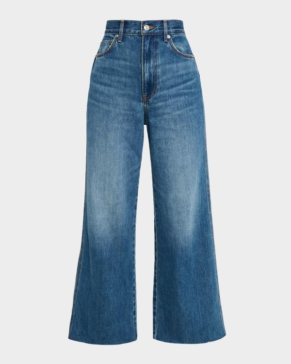Veronica Beard Crosbie Wide-Leg Stripe Jeans | Neiman Marcus