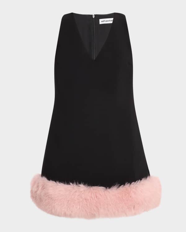 Self-Portrait Rib-Knit Diamante-Trim Mini Dress | Neiman Marcus