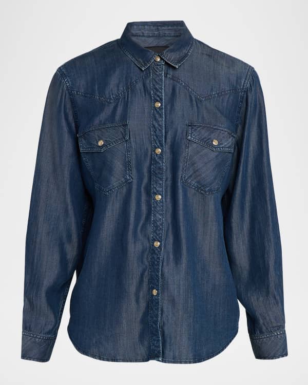 SACAI Layered Knit and Denim Shirt | Neiman Marcus