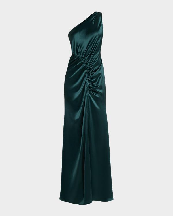 liv foster clara one-shoulder rosette satin a-line maxi dress Ciara Cowl-Neck Column Gown Train length:Chapel train - drags 18-22in (45-55cm) - medium length Gowns Soirées in sunny YGroup_15085814514029 Camille Wedding Dress -
