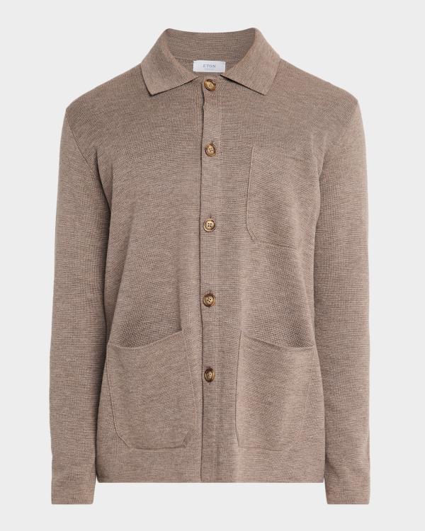 Homme Plissé Issey Miyake Men's Rustic Knit Cardigan | Neiman Marcus