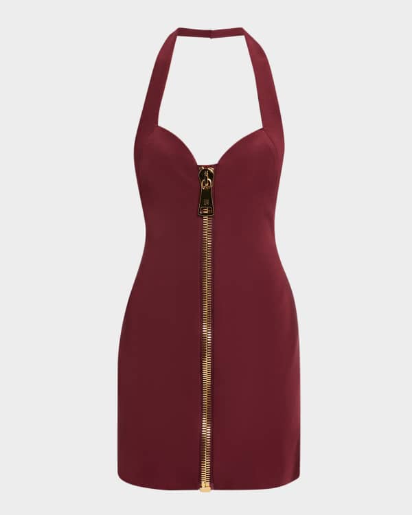 Balmain Chain-Straps Cowl-Neck Mini Dress | Neiman Marcus