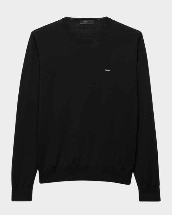 Prada Men's Wide-Neck Shetland Wool Sweater | Neiman Marcus