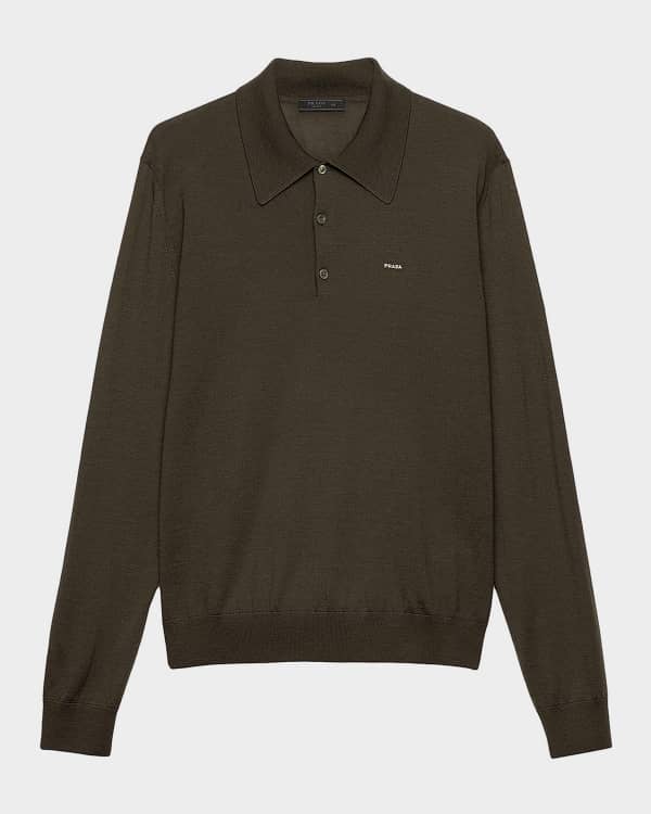 Prada Men's Striped Cotton Short-Sleeve Polo Shirt | Neiman Marcus