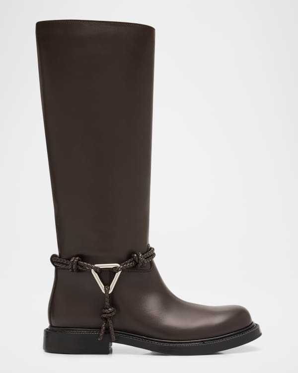 Bottega Veneta Intrecciato Woven Lambskin Knee Boots | Neiman Marcus