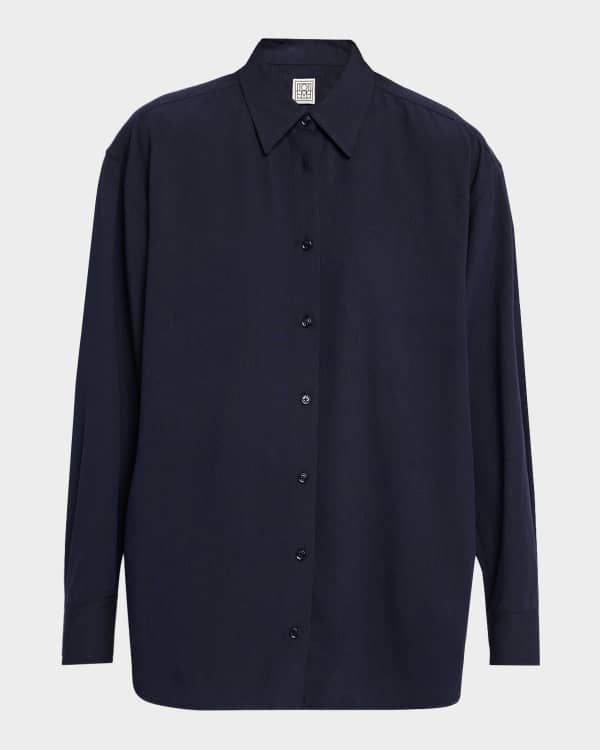 Toteme Summer Striped Cotton Button-Down Shirt | Neiman Marcus
