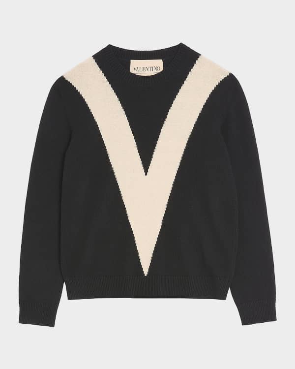 Valentino Garavani Men's V Jacquard Wool Sweater | Neiman Marcus