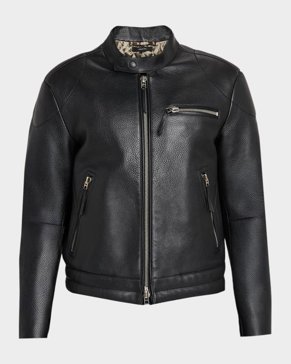 AVIREX Men's Black-Out Leather Racing Jacket | Neiman Marcus