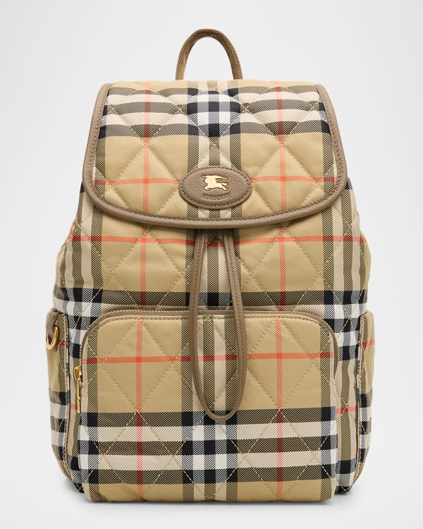 Burberry Check Flap Drawstring Backpack | Neiman Marcus