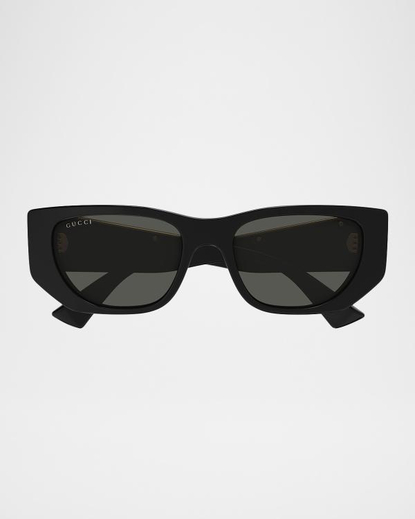 Gucci Monochromatic Rectangle Sunglasses w/ Interlocking G Temples - BLACK Gucci | Accessories | New Gucci Monochromatic Rectangle  main image 3