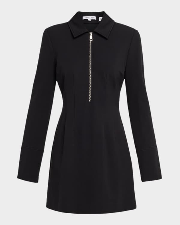 Nili Lotan Neck-Scarf Silk Long-Sleeve Mini Dress | Neiman Marcus