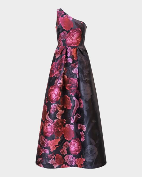 Kay Unger New York Sleeveless Draped Floral Jacquard Gown | Neiman Marcus