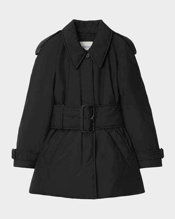 Burberry Hampshire Hooded Wool Wrap Coat | Neiman Marcus