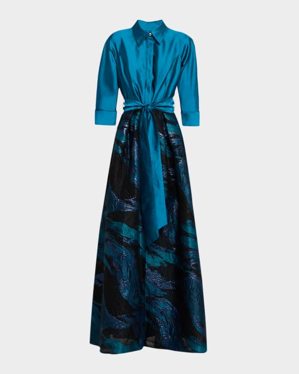 Tadashi Shoji A-Line Corded Lace & Crepe Gown | Neiman Marcus