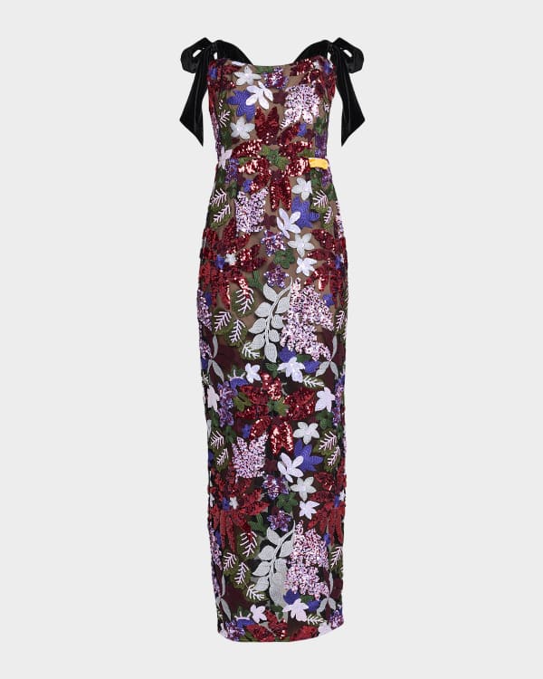 tadashi shoji off the shoulder lace dress Tadashi Shoji Women's Lou Embroidered Crepe Bell Sleeve Dress main image 0