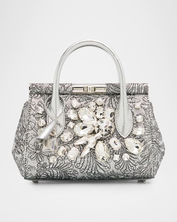 Dolce&Gabbana Floral Embellished Satin Box Top-Handle Bag | Neiman