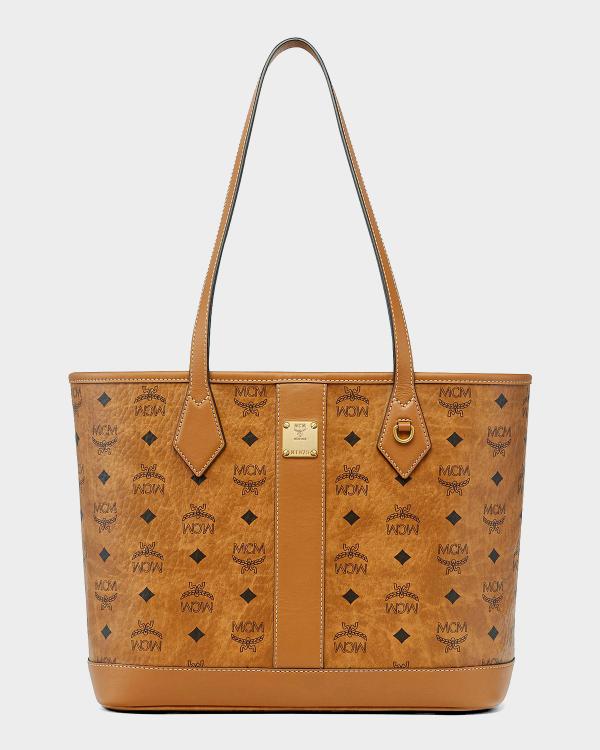 MCM Liz Medium Coral Mountain Visetos Shopper Tote Bag | Neiman Marcus