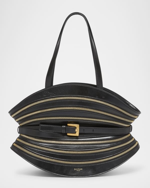 Balmain Anthem Belted Shoulder Bag in Zebra-Print Calf Hair