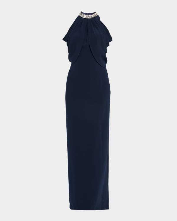 Jovani Strapless Floral-Print Ruffle Gown