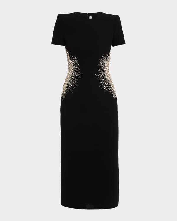 Naeem Khan Metallic Rose Jacquard Fit-&-Flare Dress | Neiman Marcus