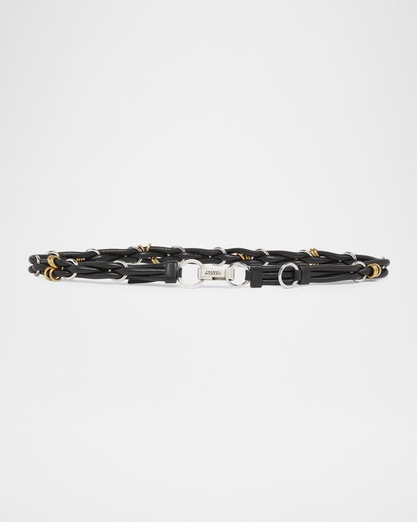 Isabel Marant Embellished Rica Belt in Black Leather Isabel Marant Black Leather Rica Studded Belt 80 main image 4