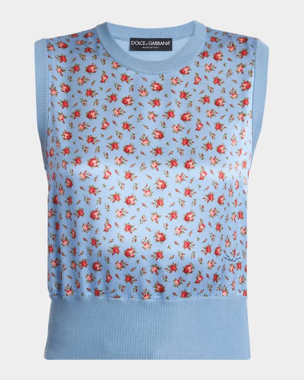 Dolce&Gabbana Crochet Knit Crop Tank Top | Neiman Marcus