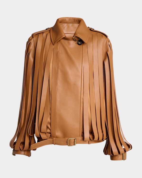 Loewe Leather Balloon Jacket with Zipper Detail | Neiman Marcus
