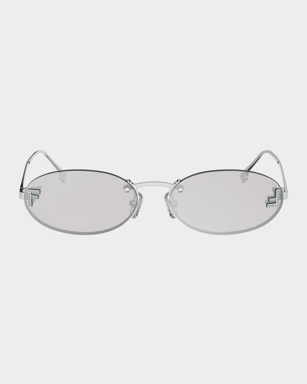 Fendi Fendi Diamond Beige Acetate Oval Sunglasses | Neiman  display picture 1