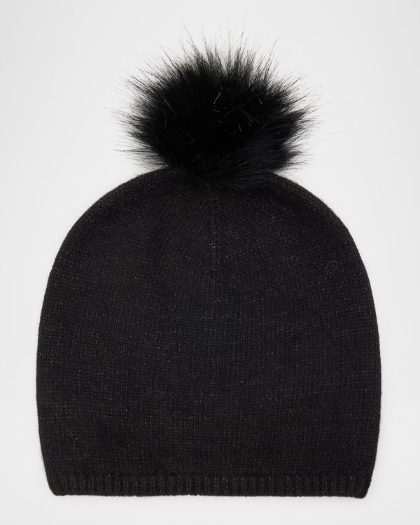 - Carolyn Rowan Ribbed Cashmere-Blend Beanie w Crystals and Faux Fur Pom P… Carolyn ROWAN Ribbed Knit Hat W SWAROVSKI CRYSTALS AND FAUX  main image 2