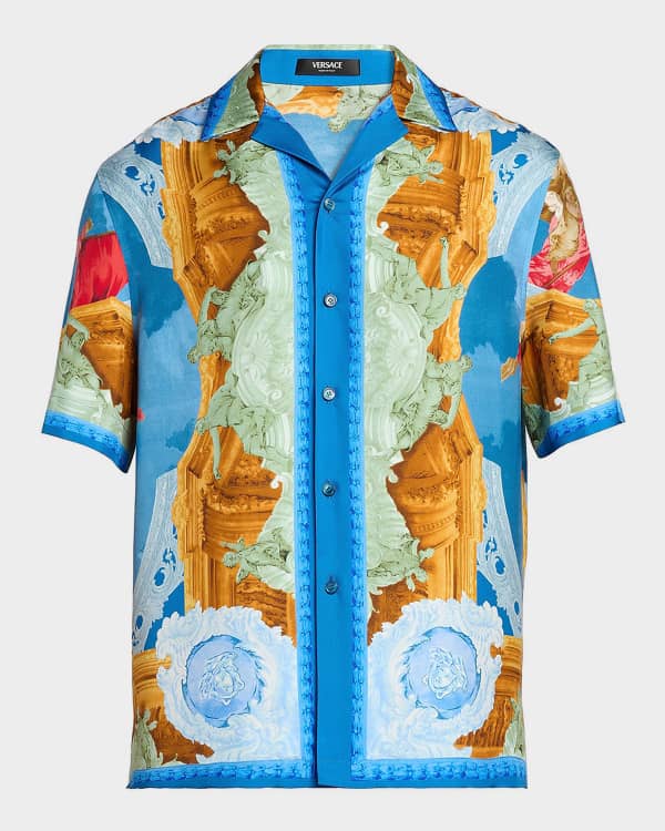 Versace Men's Medusa Cameo Silk Camp Shirt | Neiman Marcus