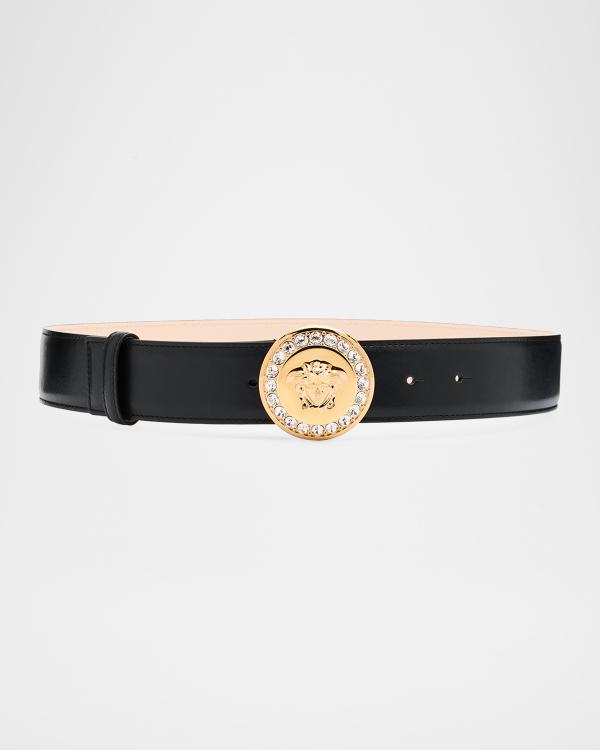 Versace Safety Pin Metallic Leather Belt | Neiman Marcus