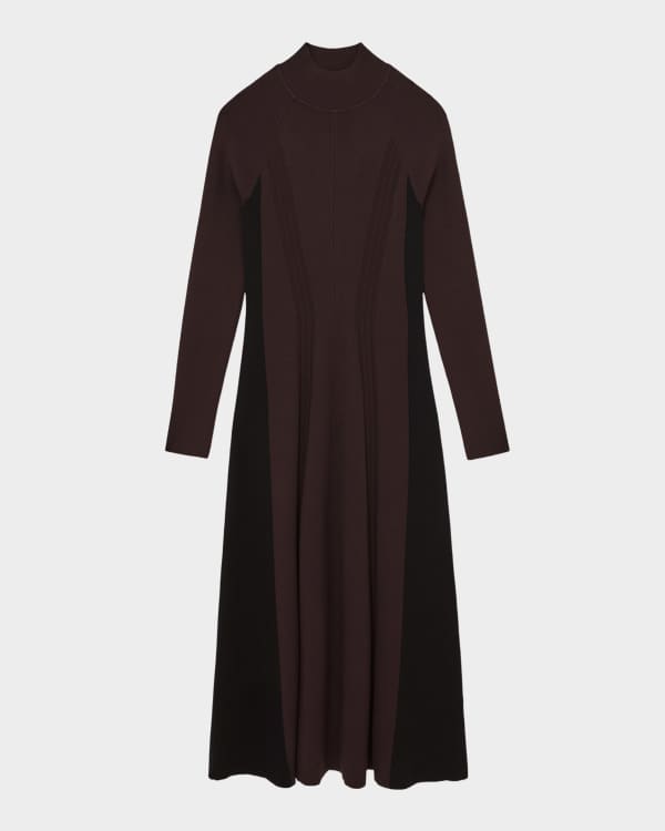 Asymmetric Draped-Neck Ruched Midi Dress