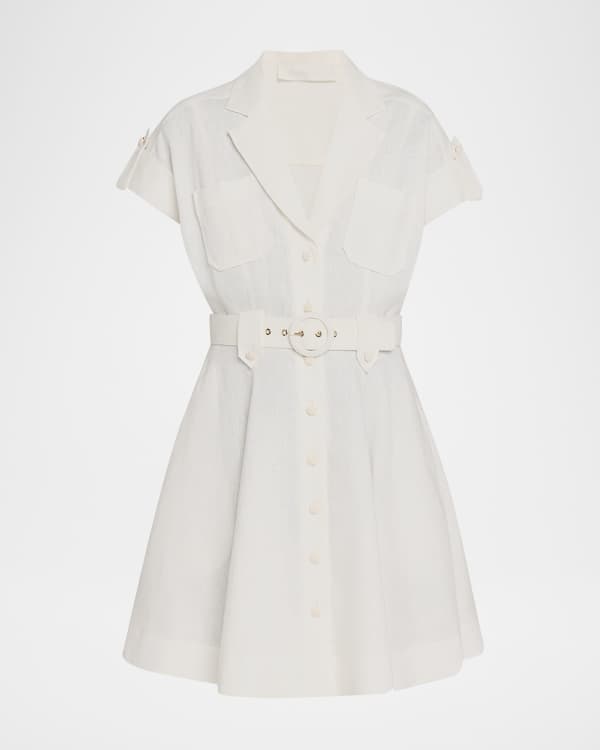 knee length dresses for ladies White Linen Dress 'Auster' main image 1